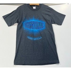 Vintage Nashville Music City USA Single Stitch T Shirt Gray Blue Glitter Sz Med